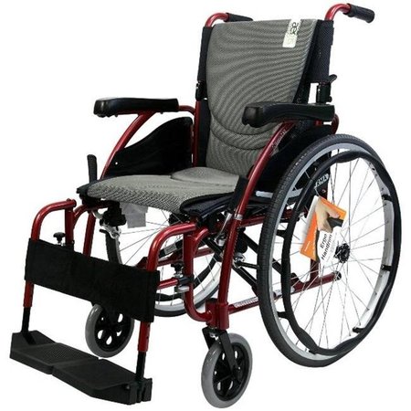 KARMAN HEALTHCARE Karman Healthcare S-Ergo125F18RS S-Ergo 125 18 in. seat Ergonomic Wheelchair with Flip-Back Armrest and Swing Away Footrest in Red S-Ergo125F18RS